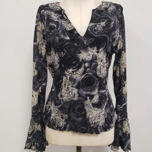 Floral 1x INC  Black Women's Top